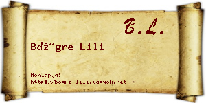 Bögre Lili névjegykártya